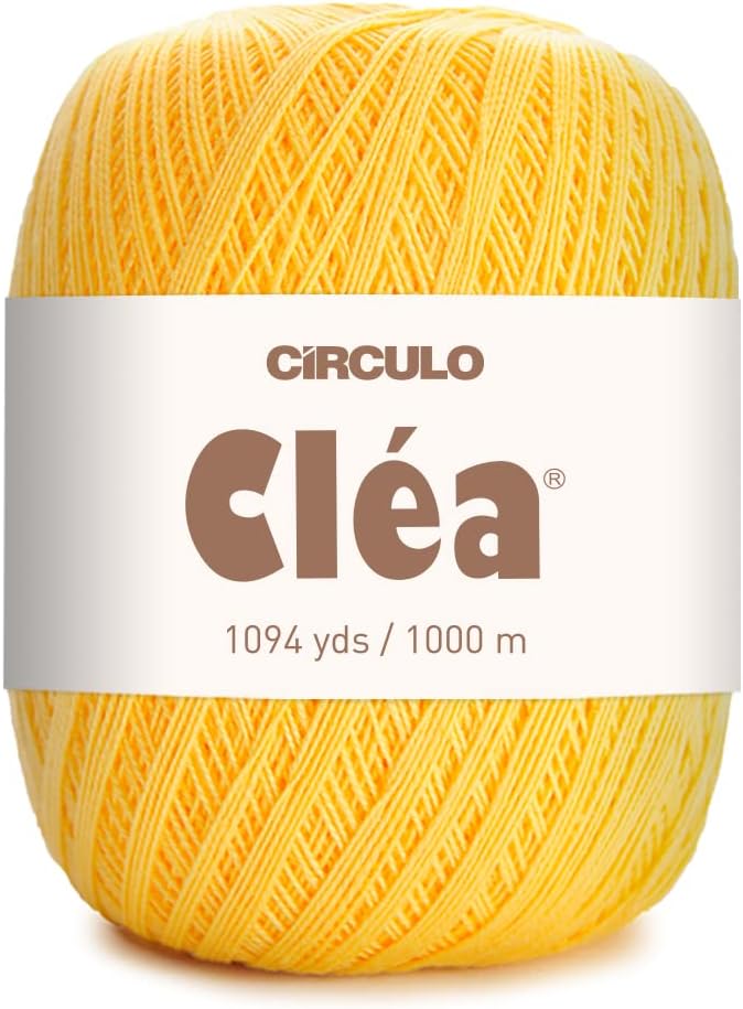 CRCULO Circulo Clea Yarn – Crochet Thread Fine Size 10-8/2 Perfect for Weaving - 100% Mercerized Brazilian Cotton (Pack of 1 Ball) – 5.3 oz, 1094 yds - Color: 1317 - Solar - Image 1